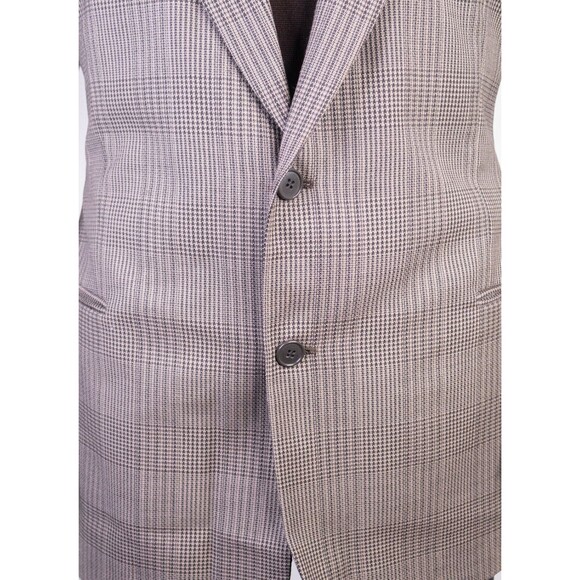 MANI Vintage Sport Coat Jacket Blazer Men Size 44R Brown Plaid Two Button WOOL - Picture 3 of 15